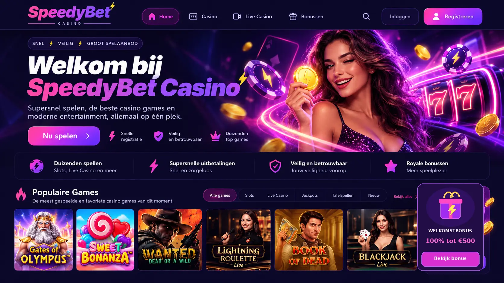 Speedybet Casino Review Nederland: Slots, Live Games en Betalen image 1