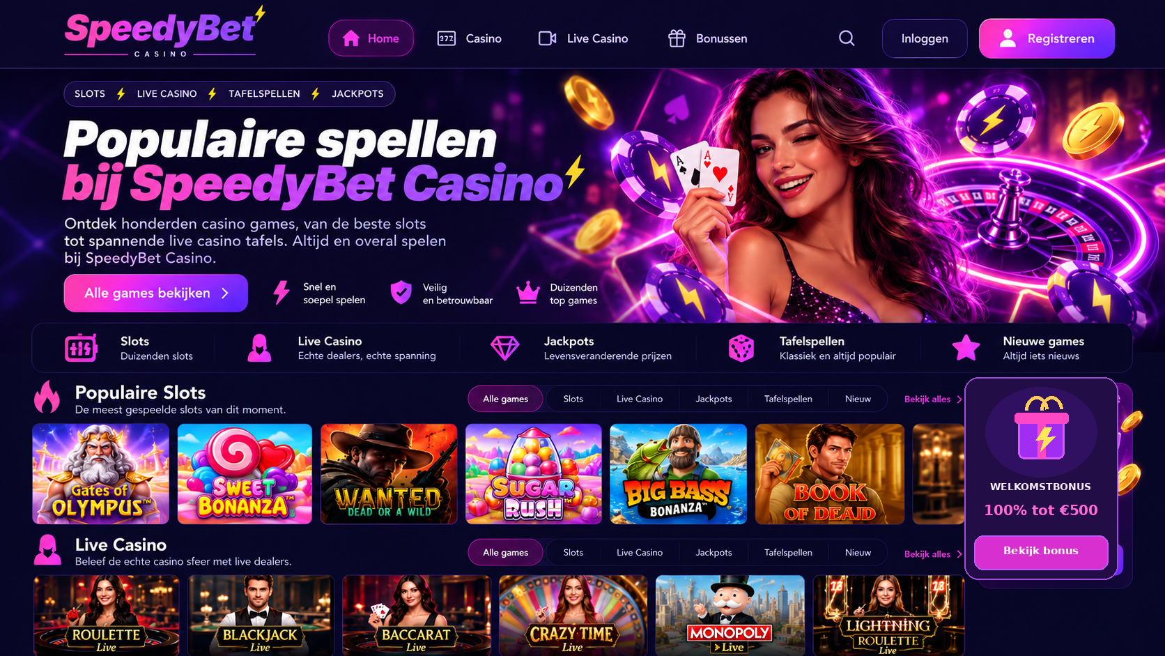 Speedybet Casino Review Nederland: Slots, Live Games en Betalen image 3
